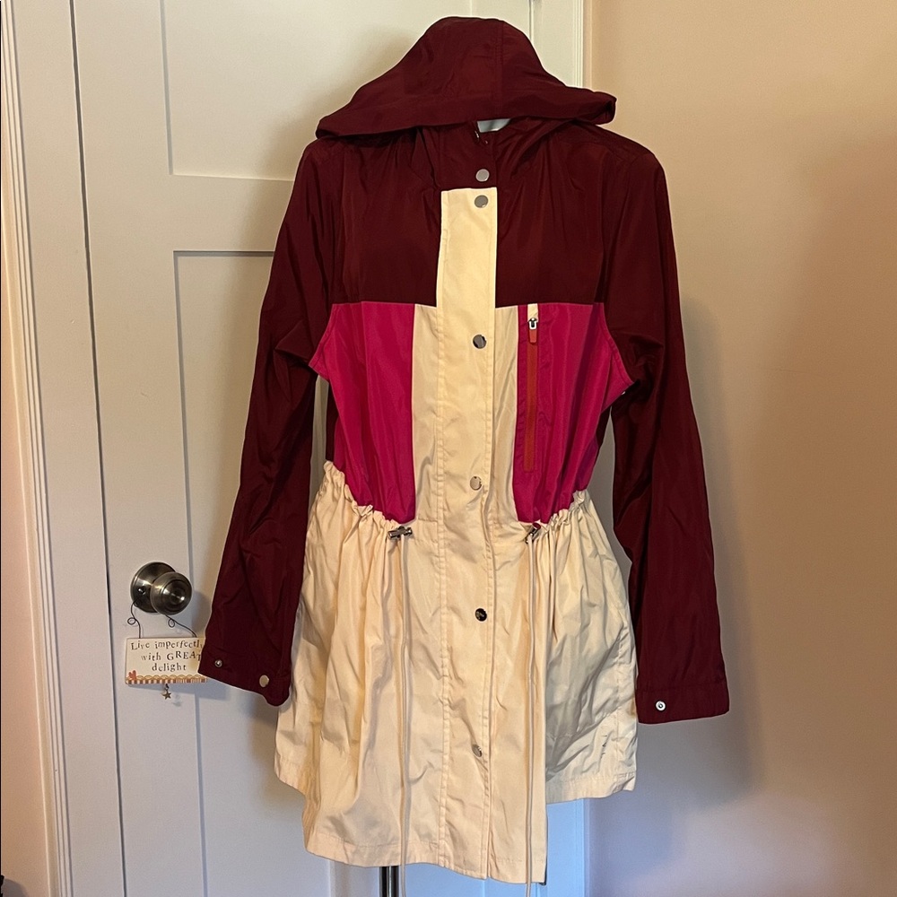 Lane Bryant Maroon and Cream Rain Jacket